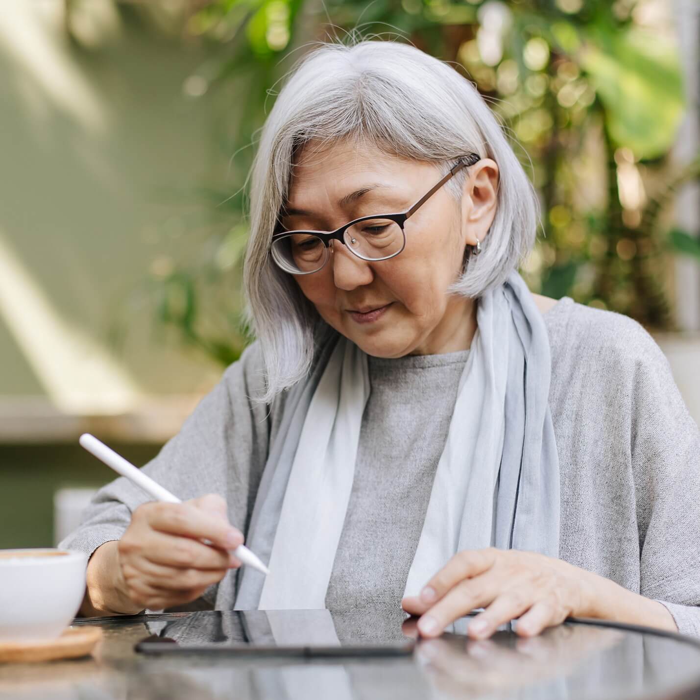 person using tablet